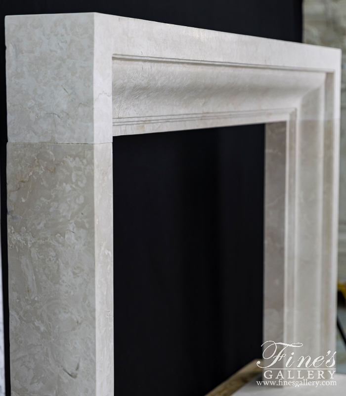 Marble Fireplaces  - Classic Contemporary Fireplace Mantel In Italian Botticino Marble - MFP-2649